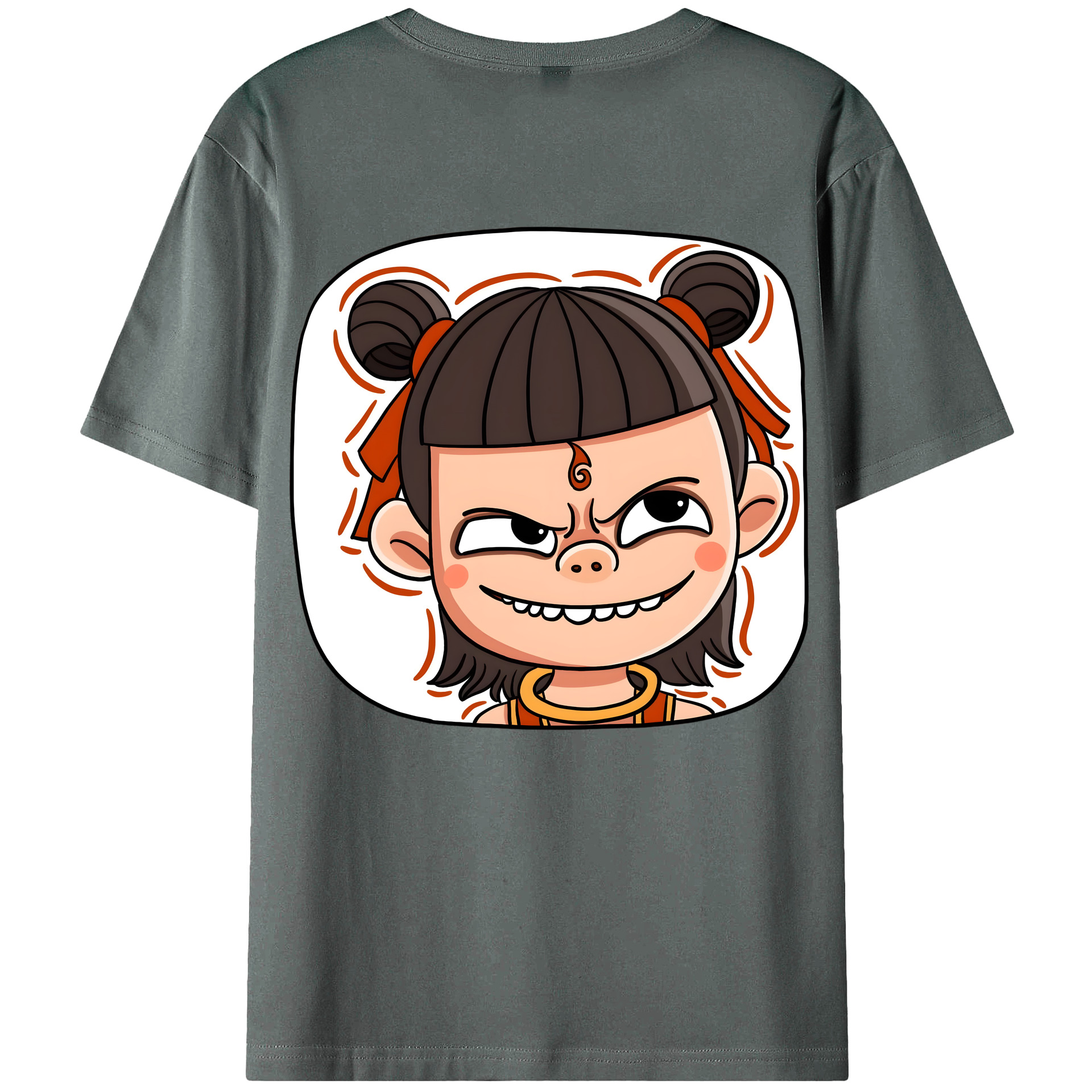 （画像用） Ne Zha 2 ナタ 魔童の大暴れ 綿100％ メンズ半袖Tシャツ（バックプリント） 通気性